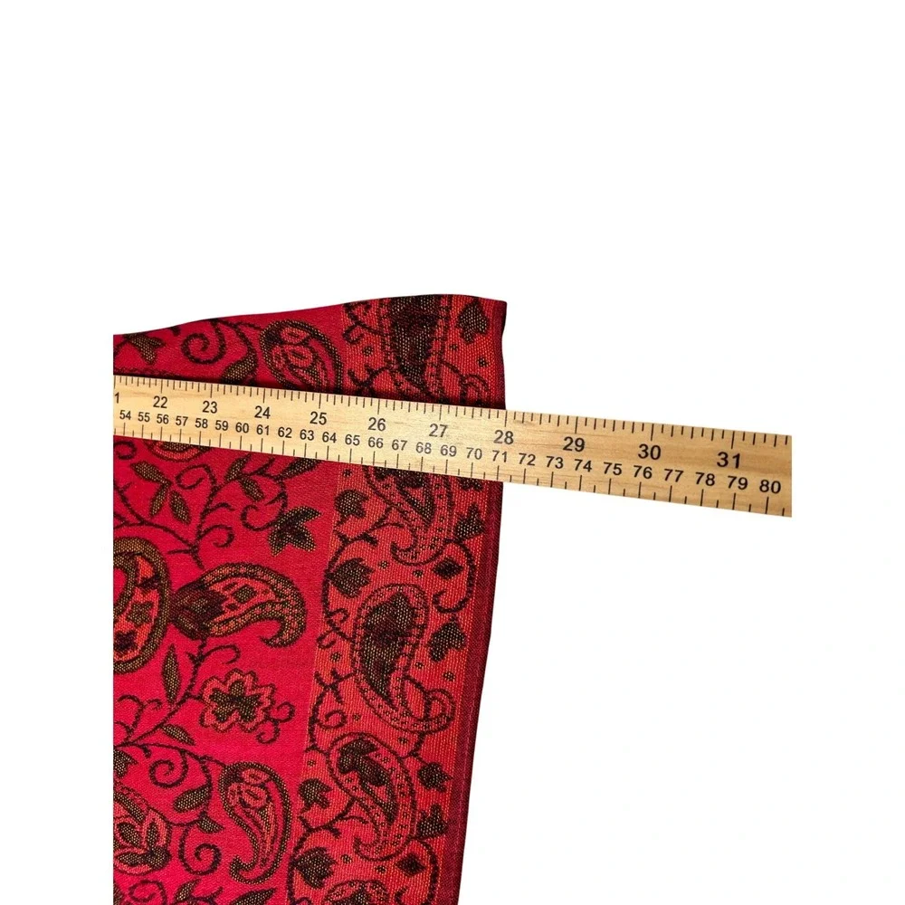 Pashmina Red Orange Paisley Silk Cashmere Blend Fringed Shawl Wrap Scarf Elegant